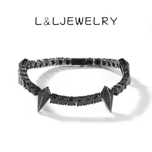 L&L Jewelry Diamond-studded black panther bracelet, hip-hop INS niche design, copper material, simple men's versatile accessory