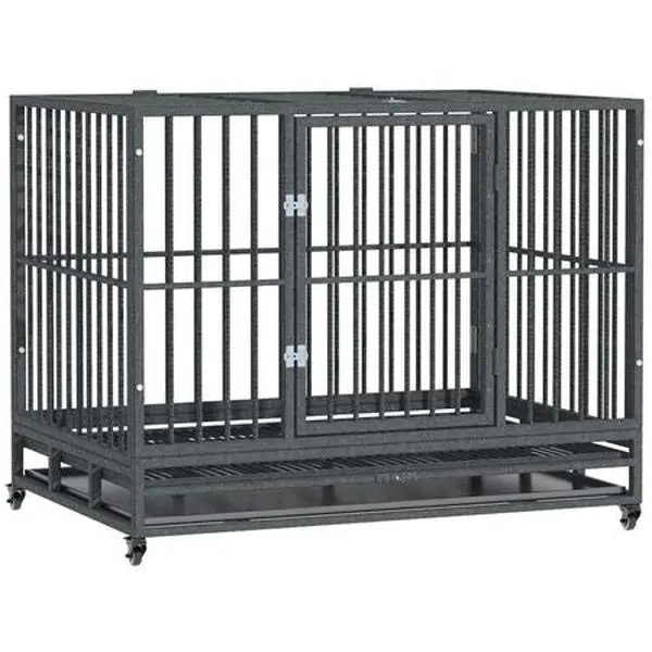 practical Dog Cage with Wheels & Double Doors – Secure, Easy Clean