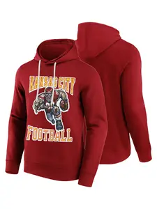 Men's Kansas City Football Hooded Sweatshirt, Casual Fashion Letter Embroidery Design, Soft Fleece Lining Hoodies, Unisex Autumn Winter Wear