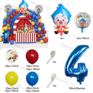 （Free shipping）1Set Cartoon Plim Clown Balloon Number Ball Latex Air Globos Children Baby Shower Birthday Party Decorations Kids Inflatable Toy