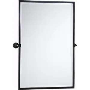 28.5 x 36'' Black Metal Framed Pivot Rectangle Bathroom Mirror Tilting Beveled  Mirrors for Wall...