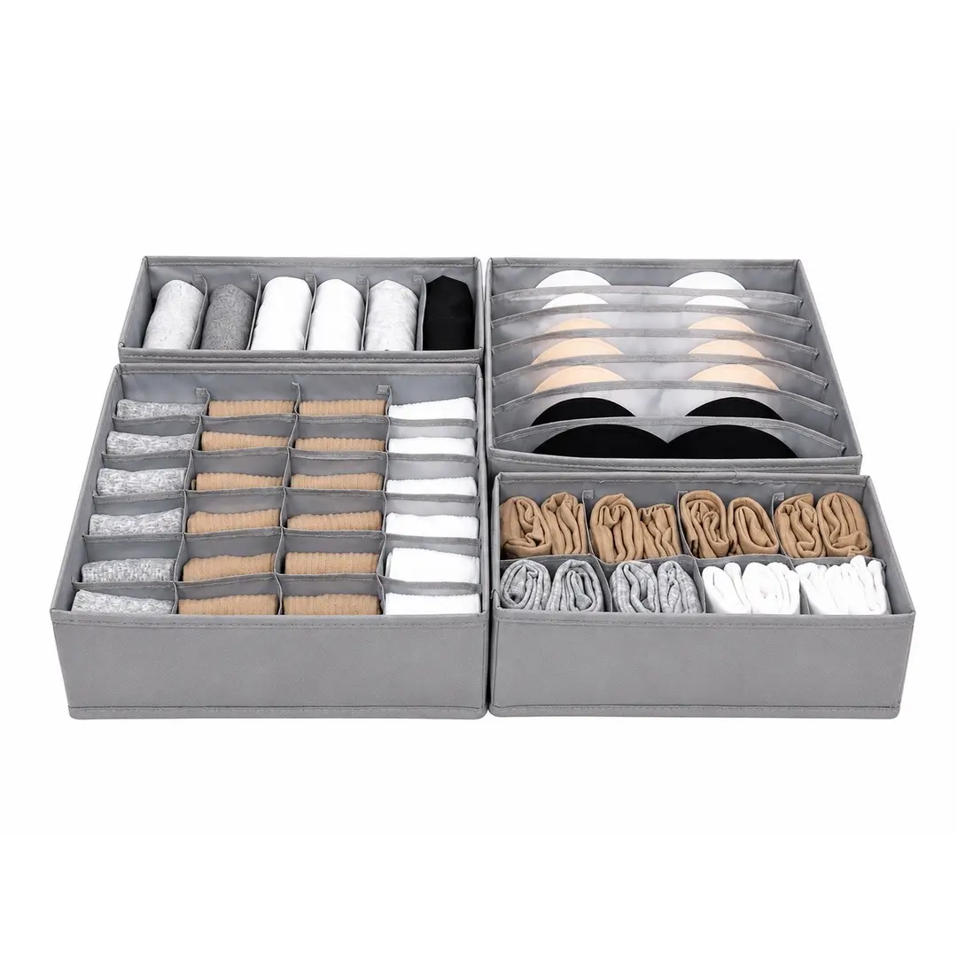 Premium Oxford Fabric Drawer Organizer Set, Foldable Washable Storage Boxes with Reinforced PP Board Support & Compartments for Closet, Dresser & Drawer Organization, Socks, Underwear, Baby Clothes and Small Clothing Storage
