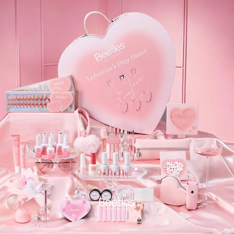 Beetles 2026 Manicure Valentine Gel Nail Polish Kit, Hema Free Gel TPO Free Cat Eye diy salon nails at home gift Cosmetic Manicure Cutics Spring Nail Valentine Gift Flower