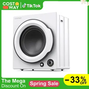 Costway- Portable Electric Clothes Dryer, Front Load, Compact Tumble Dryer with Stainless Steel Tub & Easy Control Panel
