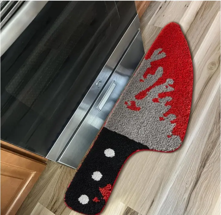 Scream Knife Rug 18’’W x 45’’L Horror Movie Gothic Area Rubber Rugs Non Slip Machine Washable, Cute Vintage Spooky Skull Halloween Accent Throw Rugs for Kitchen Bathroom Bedroom Indoor Doormat Soft