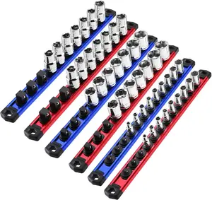 Magnetic Socket Organizer - 6-Piece Aluminum Alloy Socket Rail, Heavy Duty Socket Holder - Set: 1/4-Inch x 12 Clips, 3/8-Inch x 10 Clips, 1/2-Inch x 10 Clips : Tools & Home Improvement