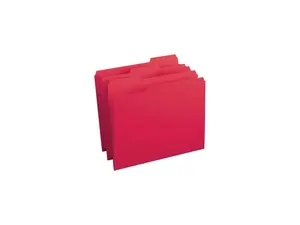 Business Source 1/3 Tab Folder, 10-1/5"x12-1/5"x3-2/5", Red, 100/BX (BSN03171)