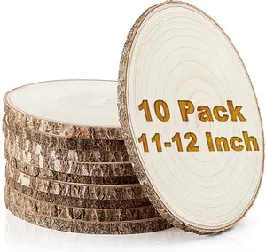 Set of (10) 11-12 Inches Large  Slices,  Centerpieces for Tables,  Slices for Centerpieces, Unfinished  Rounds for Wedding,  Shower, Party,  Paulownia Wooden Slabs