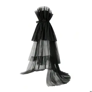 Dress Prom Dress Cocktail Layered Solid Strapless, Dress Tulle High Low Women's