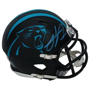 Julius Peppers Autographed Carolina Panthers Black Alternate Mini Speed Helmet Beckett