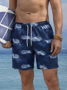 Blue Gradient Tie Dye Casual Shorts, Loose Straight Leg Cool Breathable Beach Pants, Versatile Summer Fashion Bottoms