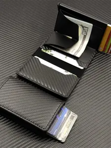 Carbon Fiber Texture Card Holder, European Style Full Inspection Anti-Scam Men's Wallet Rfid Wallet Ultra-Thin Multi-Card Slot Case