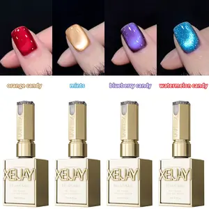 4PCS*15ML Colorful Candy Cat Eye Nail Polish Set 4 Colors Reflective Cat's Eye Magnetic Nail Gel Soaking UV LED Gel Salon Female Nail Art Tools Fashion Holographic Nail Art