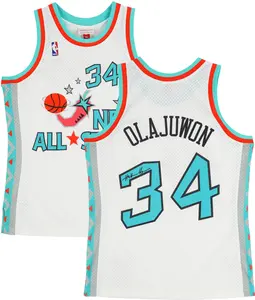 Hakeem Olajuwon Houston Rockets Autographed White Mitchell & Ness White 1996 NBA All-Star Game Swingman Jersey - Fanatics Authentic Certified