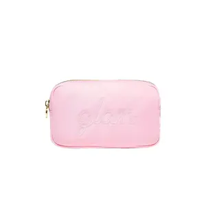 Stoney Clover Lane "glam" Embroidered Small Pouch in Flamingo