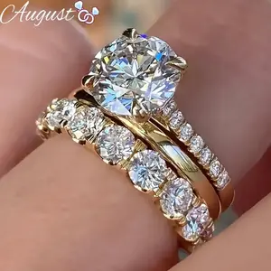 Women's ring three-piece set, elegant zircon wedding ring, engagement party matching ring