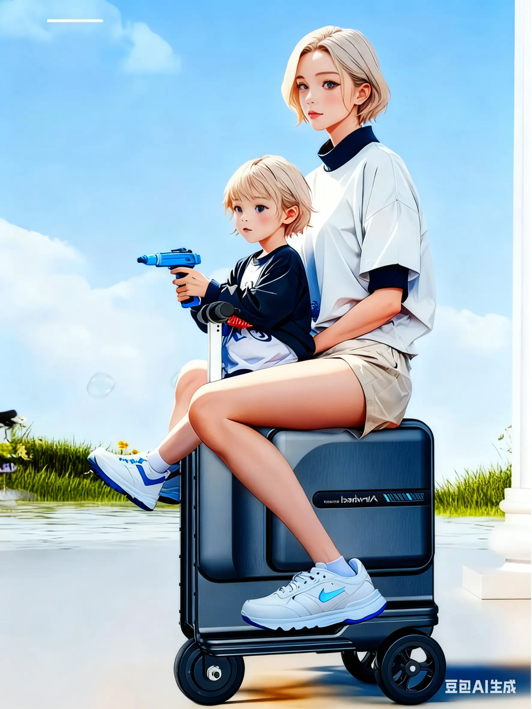 Rideable Carry-On Luggage, Multifunctional Alloy Frame Electric Scooter with Removable Battery and USB Charging Port, Multifunctional Luggage Set, Buckle, Usb Port, Brushless Motor, Rideable Luggage
