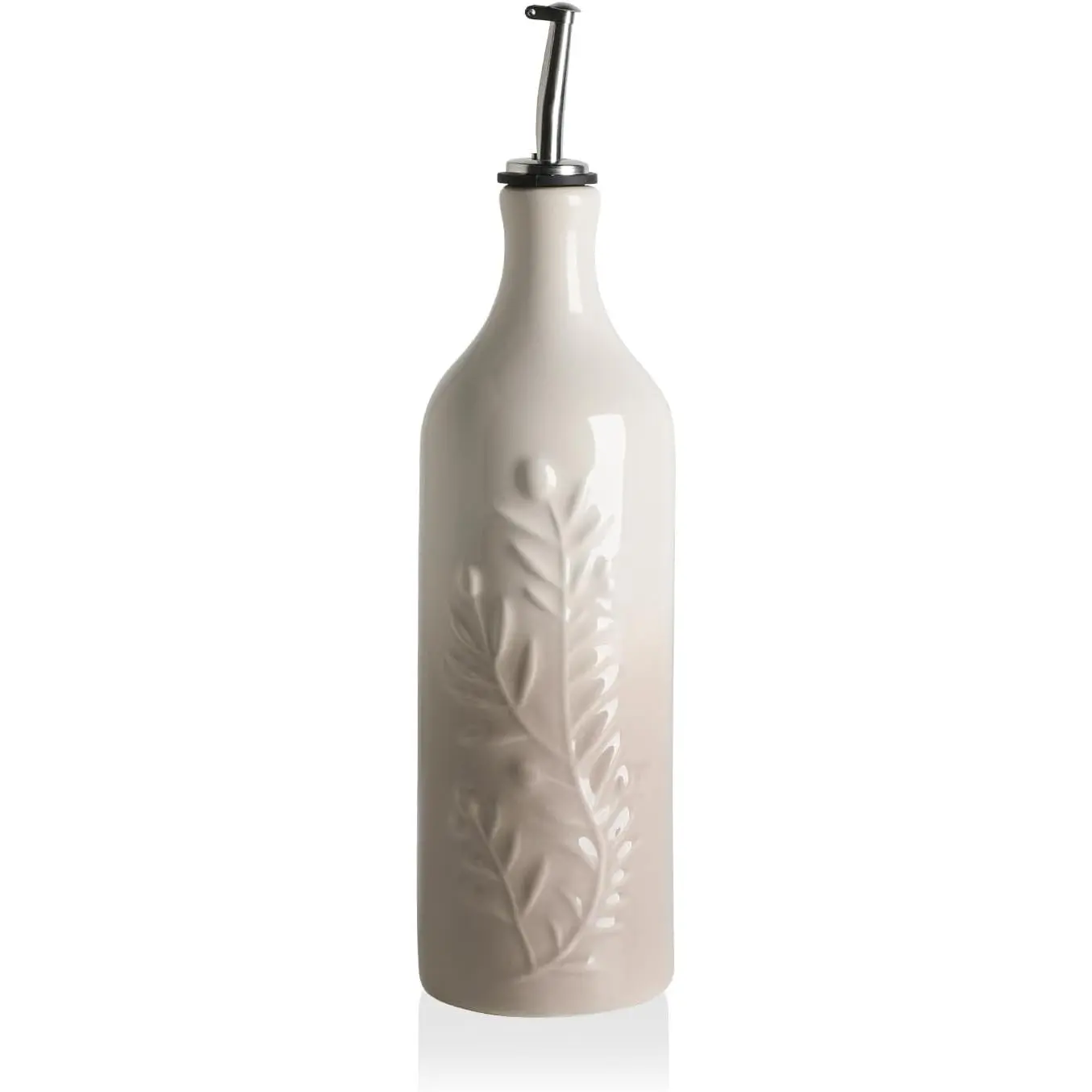 Large Olive Oil Dispenser Bottle with Spout, 24 Oz Ceramic Oil Dispenser for Kitchen,  Opaque , Container for Cooking, EVOO, Vinegar, Pack of 1 (GradientFogGray)