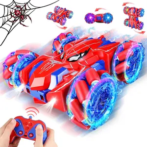 Spider RC Cars for 3 4 5 6 7 8 Year Old Boys - 2.4Ghz Rechargeable Double Sided Remote Control Stunt Car, 360°Rotating 4WD Off-Road RC Drift Car with Light, Birthday Xmas Gifts for Kids Age 4-6 5-7 8-12