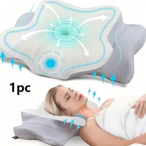 Butterfly Pillow for Sleep, Contoured Memory Foam Neck Pillow, Adjustable Ergonomic Pillow, Perfect for Side, Back, Stomach Sleeping, Neck Rest Cushion