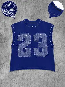 Men's Casual Sleeveless Vest Top with Sparkling Rhinestone Print, Fashionable Versatile Design, Comfortable Skin-Friendly Fabric, Stylish Men's Clothing