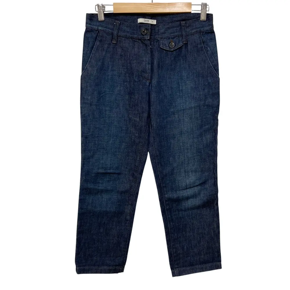 Pre-owned PRADA Cotton Small Leather Goods Cropped Jeans