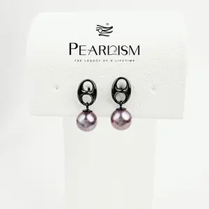 PEARLISM Dainty Edison Pearl Earrings 7.5-8.5mm Black Minimalist Hypoallergenic Gift For Her-PSAFEE009