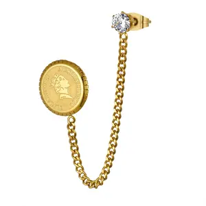 OIDEA Crowned Portrait Cartilage Earring, 316L Stainless Steel CZ Ear Cuff Style for Men and Women