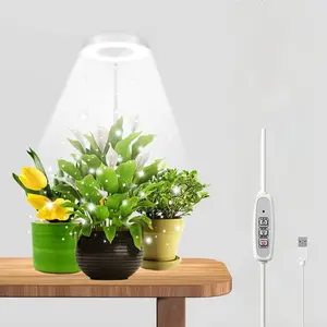 Plant Grow Light, 6000K White LED Full Spectrum Growing Lamp for Indoor Plants, Home, Succulents, Mini Bonsai, Small Plants, Height Adjustable, Dimmable & Timer 2/4/8Hrs