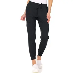 MediChic Womens Scrub Joggers 4-Way Stretch Anti-Wrinkle Moisture-Wicking Elastic Waistband Four Pocket Jogger Pants, Black, 4X