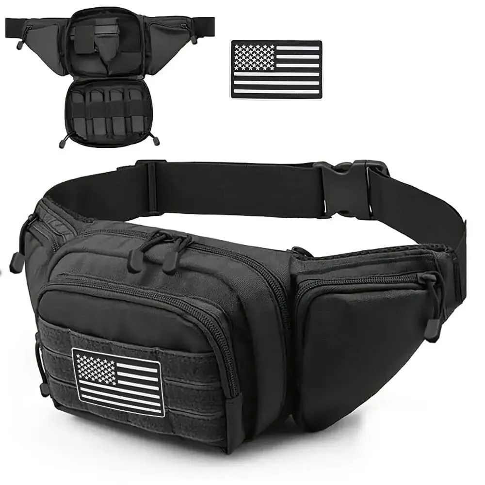 Practical, large-capacity tactical waist pack/hip pack, convenient for concealing and carrying various EDC tools, suitable for outdoor hiking, mountaineering, and fishing.