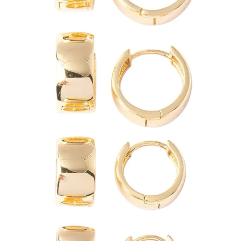 Chunky Gold Hoop Earrings 6mm Thick Huggie Hoops 12mm 18mm Polished Luxury Lightweight Durable Everyday Wear Statement Jewelry