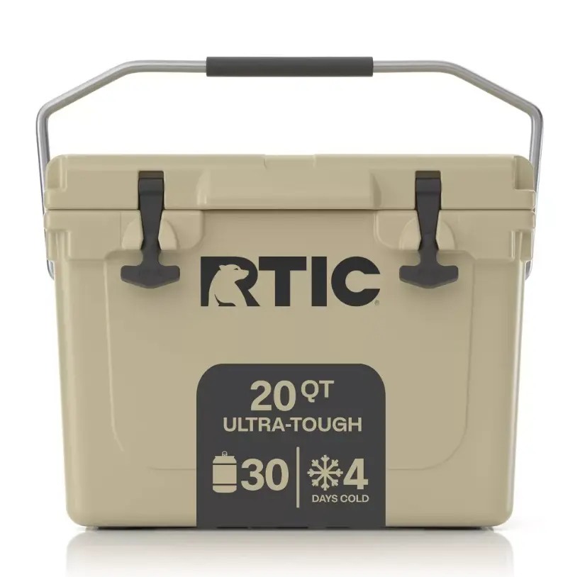 RTIC Outdoors 20qt Ultra-Tough Hard Sided Cooler - Tan, Portable Ice Chest, Hard Sided Ice Chest, Camping, Insulated Ice Chest, Outdoor Adventure, Camping Cooler, Heavy Duty Hard Cooler, Fishing Cooler