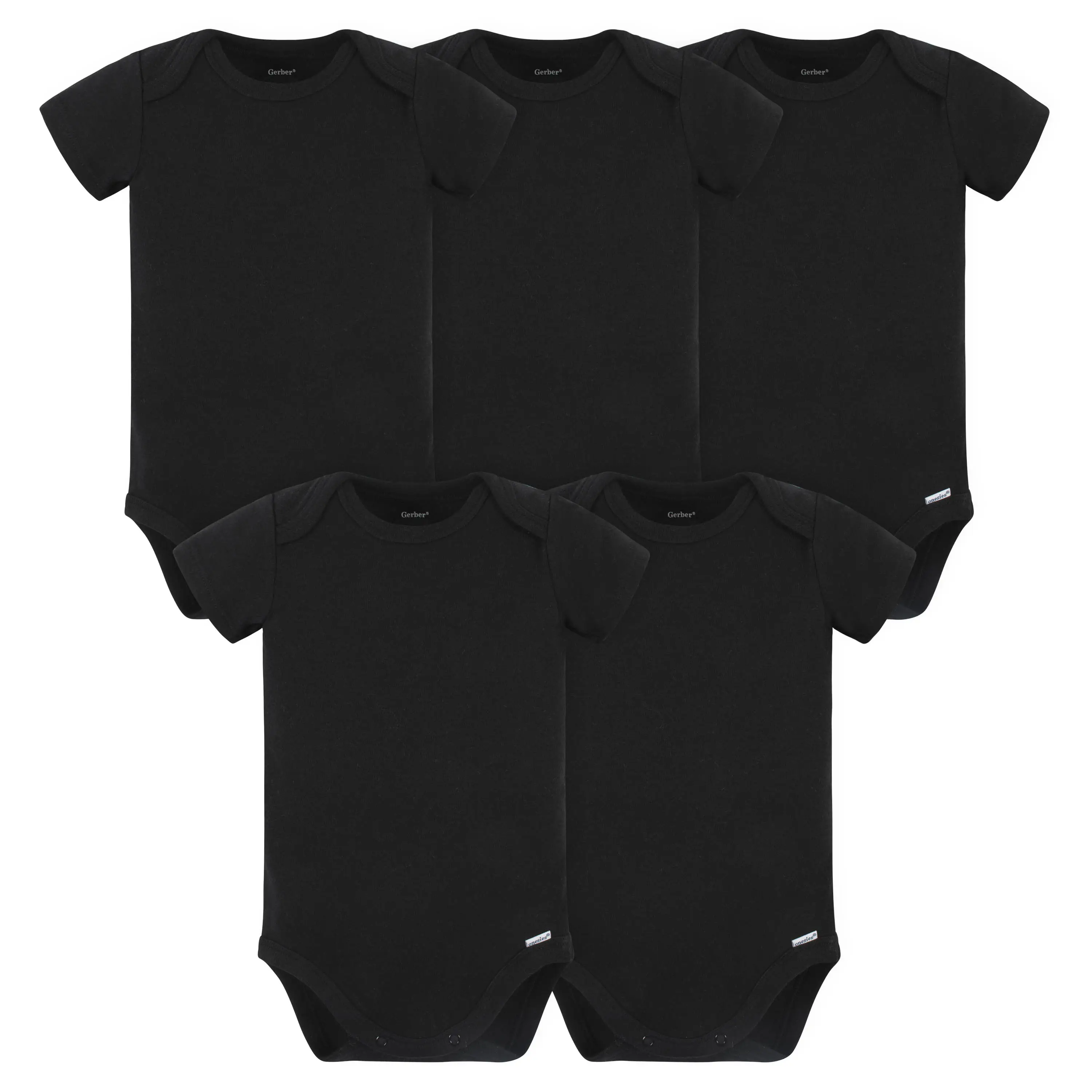 Gerber Baby Boys and Girls Onesies® Brand Short Sleeve Bodysuits, Black, 5-Pack