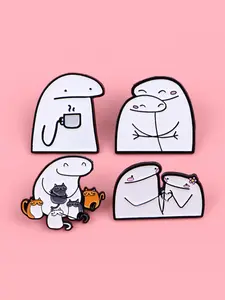 4pcs/set Cute Cartoon Couple Hugging Brooches, Simple Zinc Alloy Pin Design, Perfect for Clothing & Bag Decoration, Unique Fashion Accessory