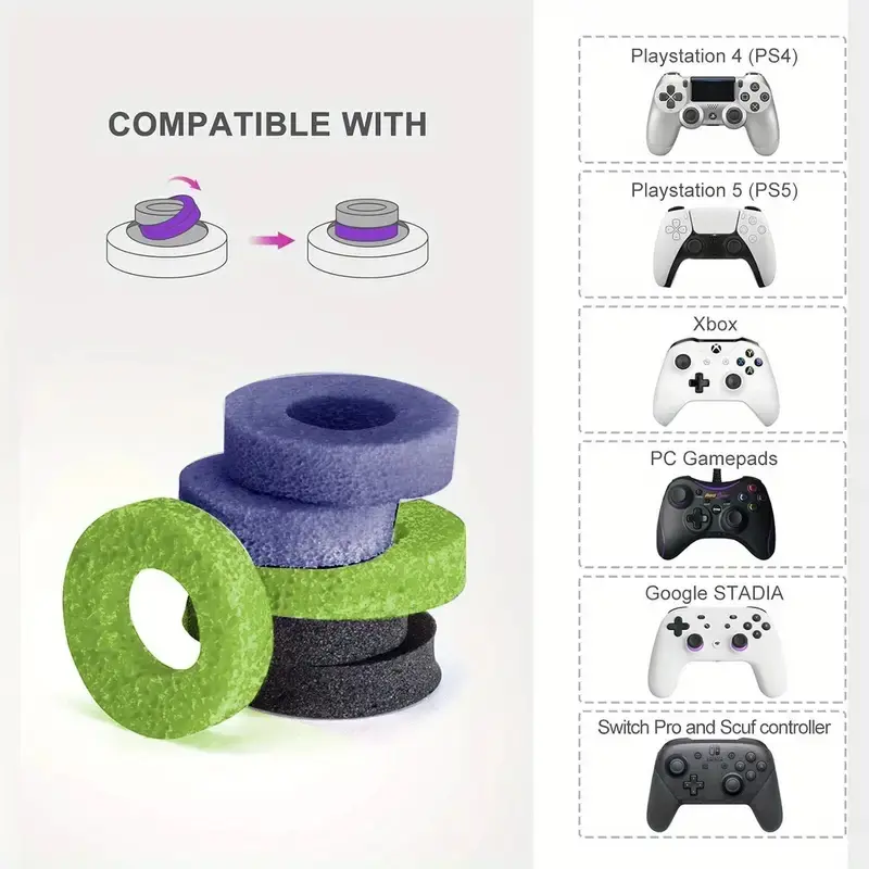 Gaming Thumbstick Precision Rings, Thumbstick Grips, 6/12pcs, Moisture-Wicking & Durable Material, Enhance Aiming & Control, Universal Fit, Console Controller Accessories, Game Console Accessories