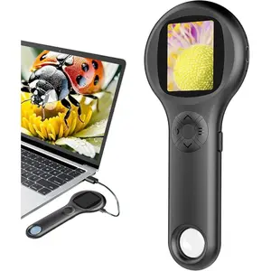 Microscope for Kids, Educational Science Kit Toys Portable Handheld Magnifying Glass, Macro Fixed Focus Digital Kid Microscopes Up to 500x Magnification,4X Zoom, Interactive Learning, Ages 3+ (Black)