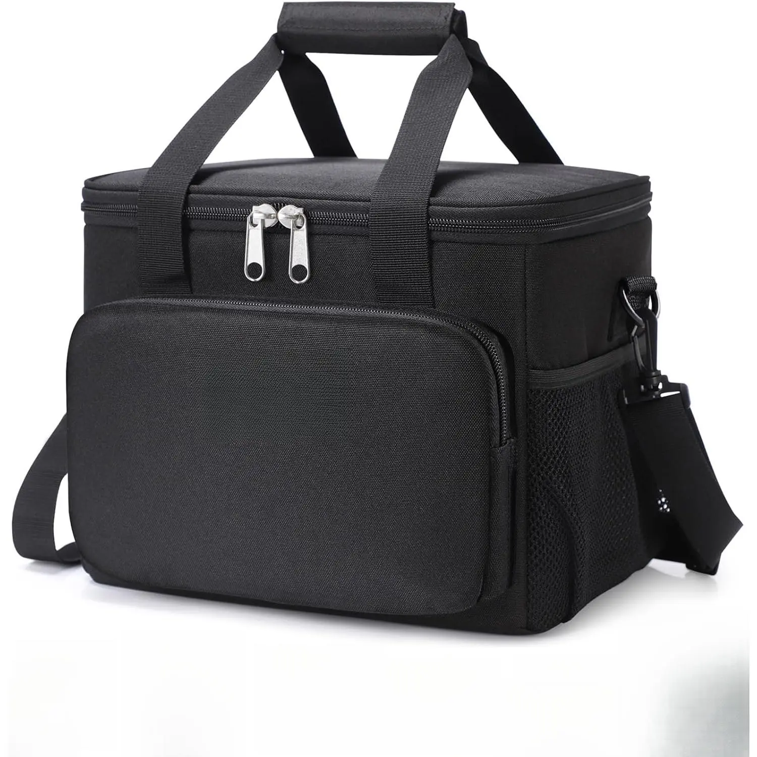 Rectangular Insulated Lunch Box - Medium Insulated Tote Bag, 12-Can (9L) Soft Cooler for Adult Men, Black