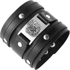 Wide Cuff Wrap Gothic Wristband Punk Rock Biker Wide Strap Leather Bracelet