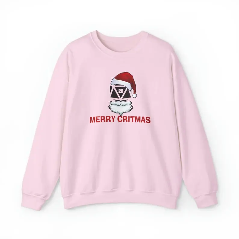 Merry Critmas Sweater, Dungeons and Dragons Christmas Sweatshirt, Christmas Sweater for DnD Fans, D20 Christmas, RPG, game, Dnd Santa Claus