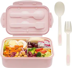Bento Boxes for Adults - 1100 ML Bento Lunch Box For Kids Childrens With Spoon & Fork - Durable for On-the-Go Meal, BPA-Free and Food-Safe Materials