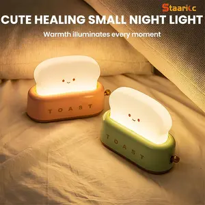 USB Rechargeable Cute Toaster Shape LED Lamp, Cozy Decorative Night Light, Nightlight For Bedroom, Creative Design, Perfect Gift for Home, Indoor Decorative Light, Ambient Night Lights (//)