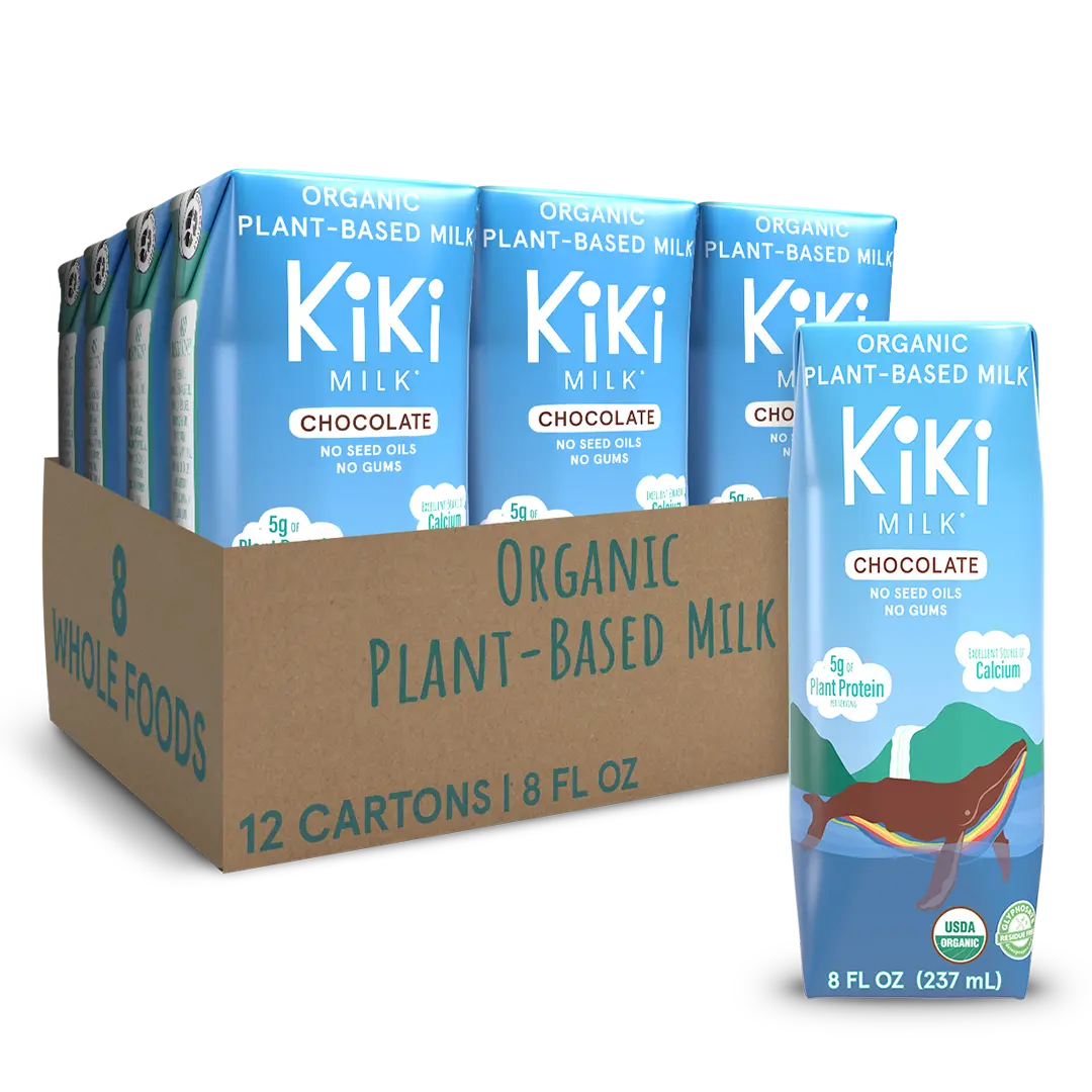 Chocolate Kiki Milk 12-Pack: Organic dairy-free plant milk (8 fl oz, Pack of 12) with high calcium and protein