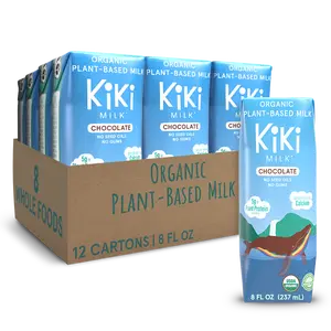 Chocolate Kiki Milk 12-Pack: Organic dairy-free plant milk (8 fl oz, Pack of 12) with high calcium and protein