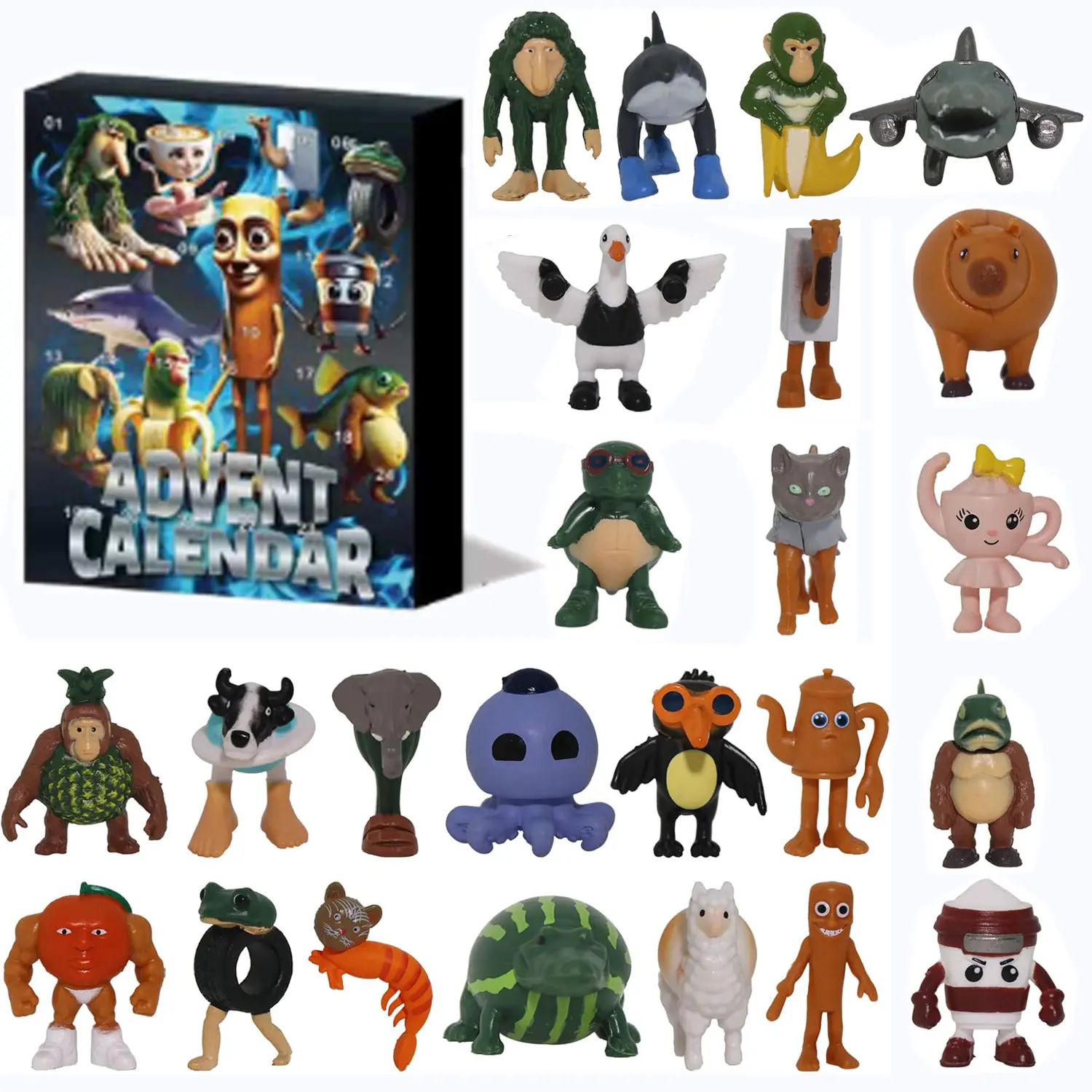 24 Piece Italian Brainrot Toy Set, Figures Set, Action Figurine, 1.8 Inch Tralalero Activity Doll, Tung Tung Tung Sahur Doll, Birthday Decoration, Party Fan Gift