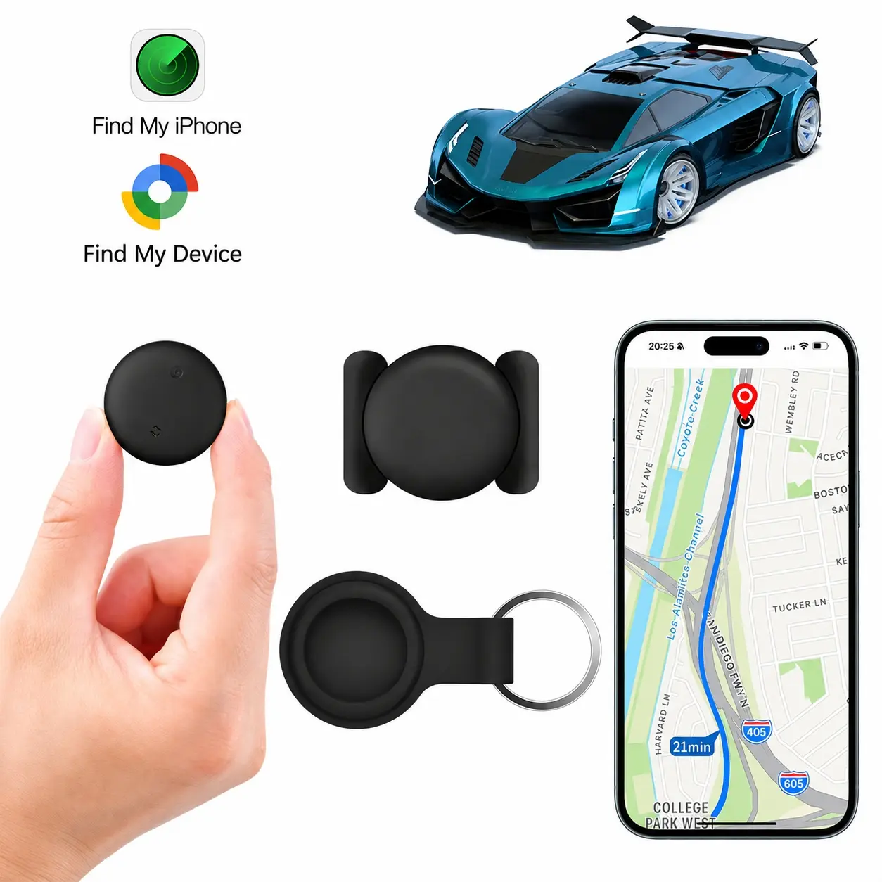 GPS Tracker for Car,Mini Trackers Device with Weatherproof Magnetic Case-No Monthly Fee-Best Hidden GPS Trackers,Anti-lost Device,Works with Apple Find My  fathersdaygift