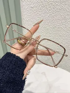 Vintage Square Frame Eyeglasses, Blue Light Blocking Eyeglasses for Women & Men, Fashion Eyeglasses for Work, Daily Clothing Decor, Perfect for Student Daily Use