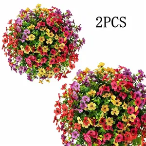 Artificial Flower(24pcs/set) Ornaments ,UV Resistant Colorful Simulation Flower Fall Decorations,Home Decorative Bouquet,Garden Party Wedding Decoration Flowers Bouquet Fall Room Decor
