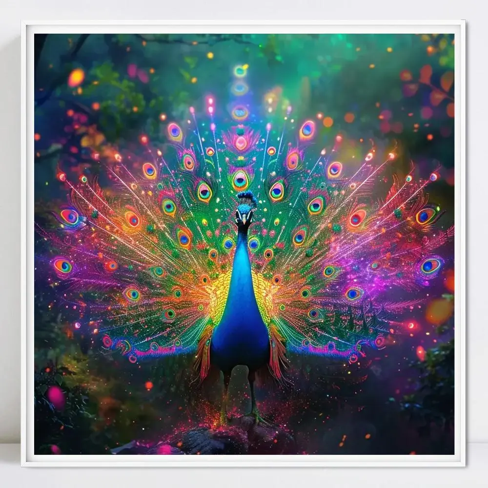 Peacock Pattern DIY Diamond Arts Colorful Painting Kit without Frame, DIY 5D Diamond Arts Colorful Painting for Home Bedroom Wall Decor Diamond Painting Kits