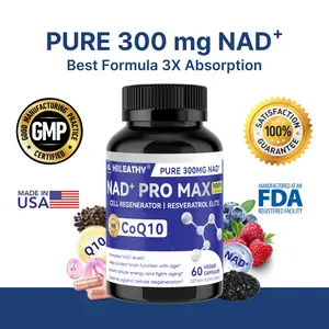 HIILEATHY NAD+ PRO MAX - 300mg Pure NAD+ with CoQ10 & Resveratrol for Enhanced Cellular Health Energy & Longevity Made in USA - Healthcare